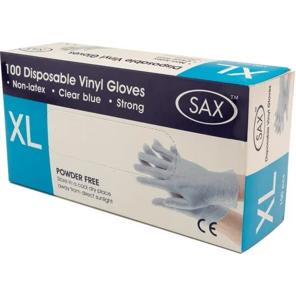 100 X Disposable Vinyl Gloves – Blue (XL)