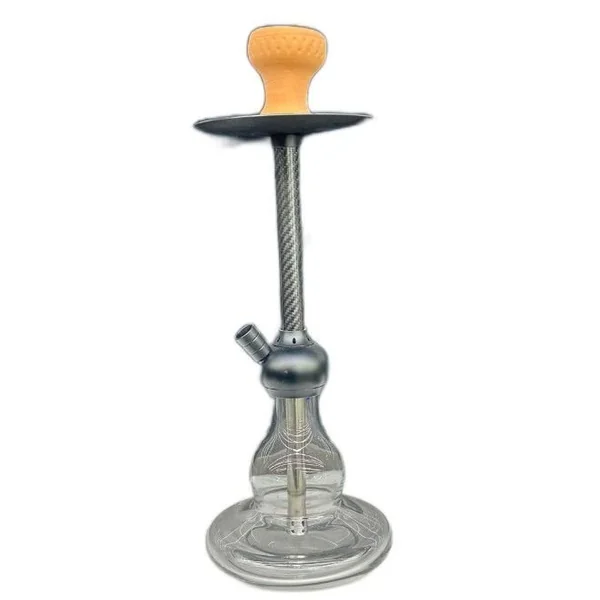 19in Metal Hookah With Carbon Fiber Design Vase & Silicone Hose