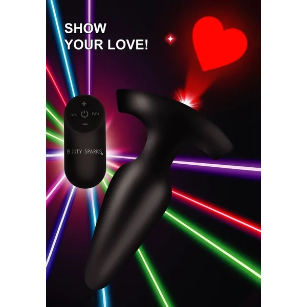 28x Laser Heart Silicone Anal Plug With Remote – Small