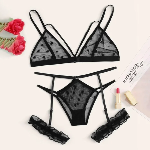 2PCS Bra G-String Garter Suit Womens Sexy Lingerie Lace Top Bra Set Lady Thong Underwear Set Female Fashion Top Erotic Lingerie