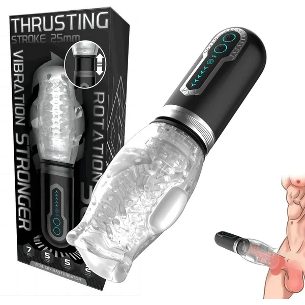 3 in 1 rotating and vibrating masturbator - Scewell - Thrusting Stroke