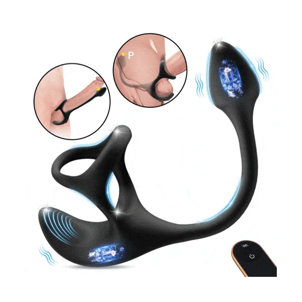 3 In 1 Spherical Vibrating Anal Plug Testicles Stimulator With cock Ring