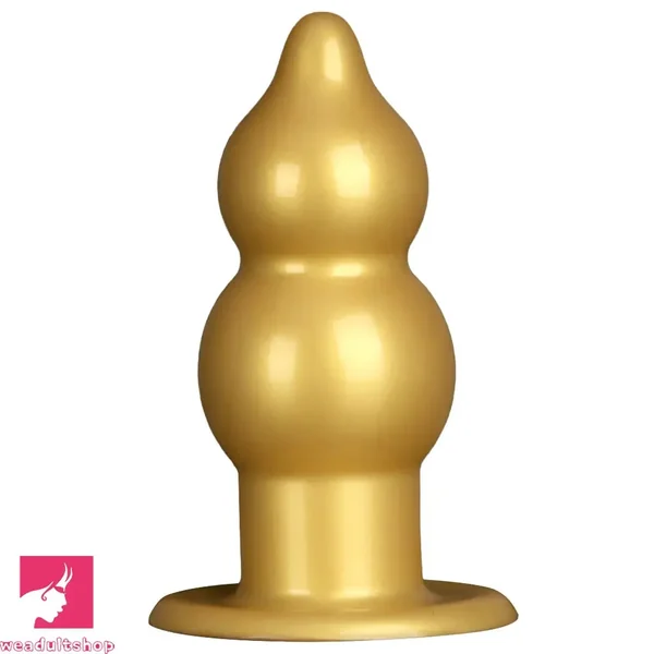 5.11in 9.05in Golden Silicone Big Thick Butt Plug Dildo Cock Clit Stimulator