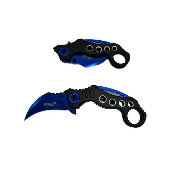 5.5″ Karambit Black Handle Blue Blade Knife