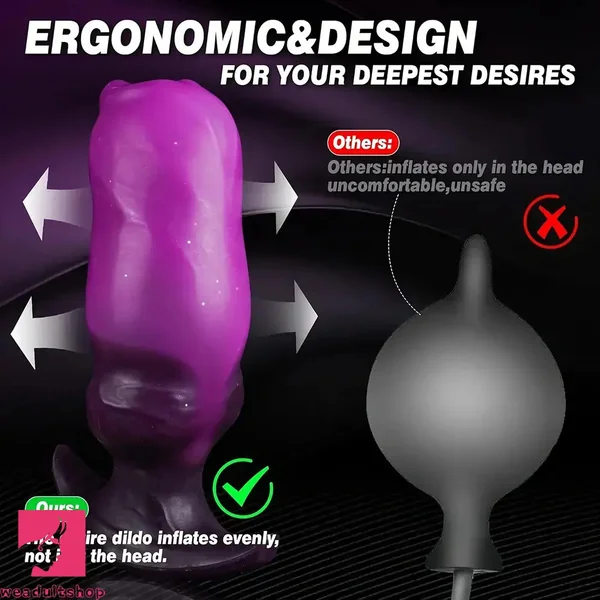 6.8in Inflatable Liquid Silicone Wearable Knot Soft Dildo With Useful T-Base