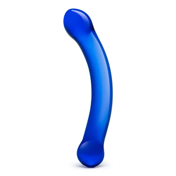 6 Inch Curved G-Spot Blue Glass Dildo