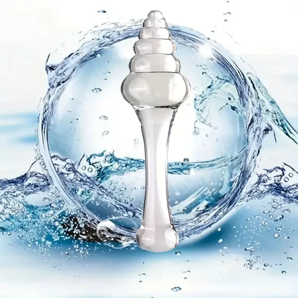 7.68in Crystal Glass Wand Dildo Penis Threaded Glass Fairy Wand Anal Beads