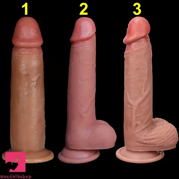 7.87in 8.27in Realistic Massage Silicone Dual Density Uncut Sliding Skin Dildo