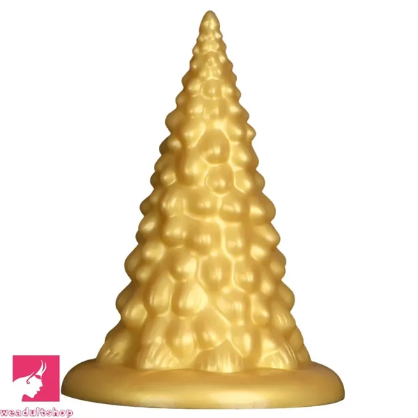 7.87in Golden Silicone Soft Anal Plug Clit Expansion Suction Cup Dildo