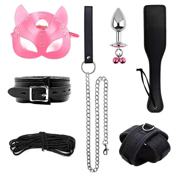 7Pcs Bondage Kit with Cat Fox Eye Mask