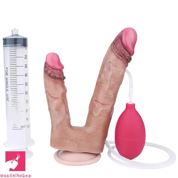 8.26in Double Density Silicone Soft Ejaculating Dual Ended Large Big Dildo