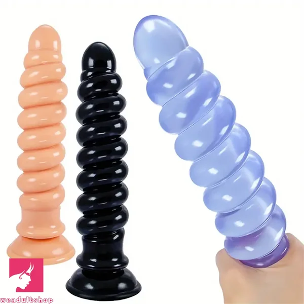 9in Anal Dildo With Thread Twists Flexible Spiral Anal Plug Clit Dilator