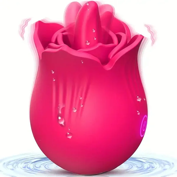 9-Modes Realistic Tongue Licking Rose Toy Deluxe Vibrator For Women