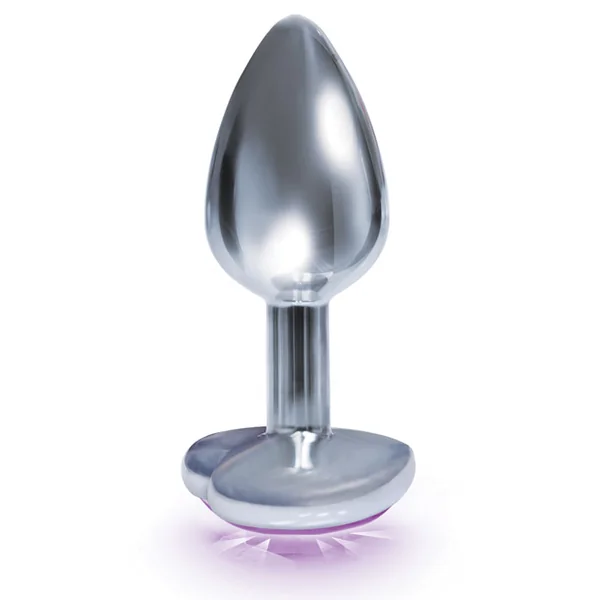 9’S SILVER STARTER HEART BEJEWELED STEEL PLUG VIOLET
