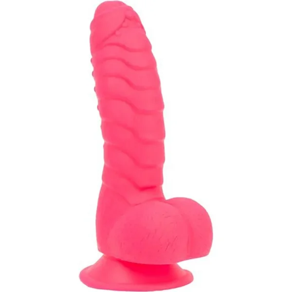 Addiction Toy Collection Tom Silicone Dildo with Balls 7in – Pink