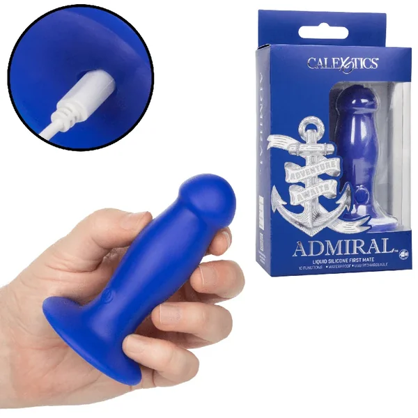 Admiral Liquid Silicone First Mate Rechargeable Vibrating Butt Plug With Suction Cup
