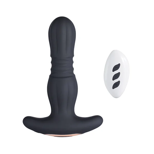 Agas Thrusting Butt Plug W- Remote Control - Black