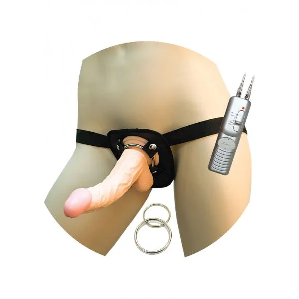 ALL AMERICAN 8IN DONG W/UNIVERSAL HARNESS FLESH