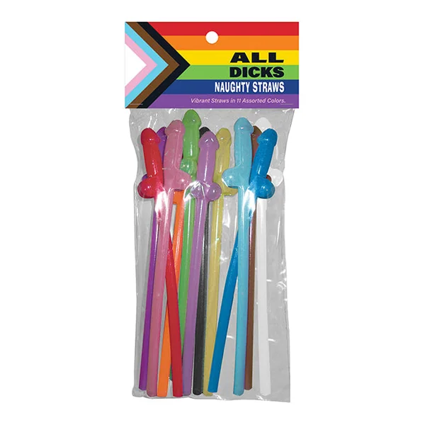 All Dicks Naughty Straws - Asst. Colors Pack Of 11