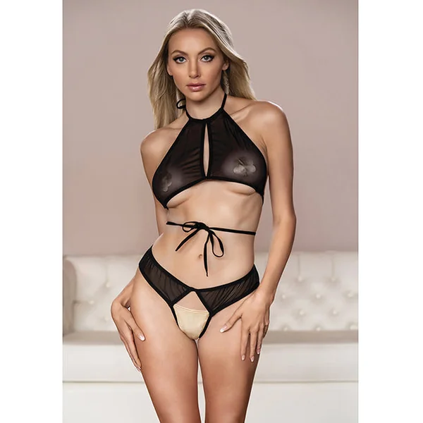 Allure Marley Mesh Peek A Boo Top & Open Panty