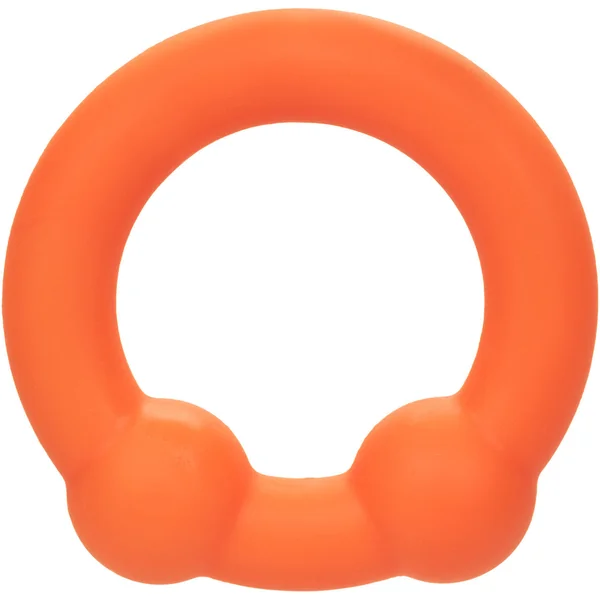 Alpha Liquid Silicone Dual Ball Cock Ring By CalExotics - Orange