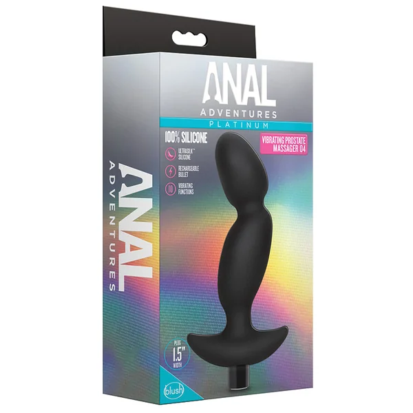 Anal Adventures Platinum Prostate Massager 04 Black 6.5-Inch Vibrating Rechargeable Anal Plug