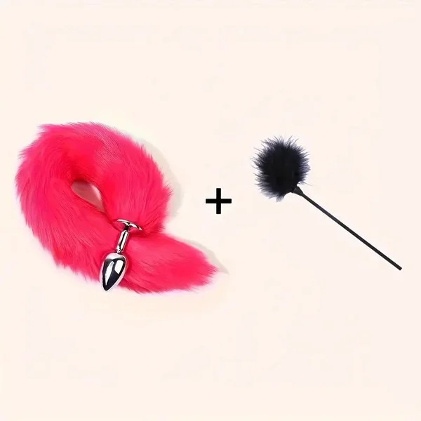 Anal Plug Tail Plus Feather Gradient Color Metal Anal Plug Tail Erotic Supplies