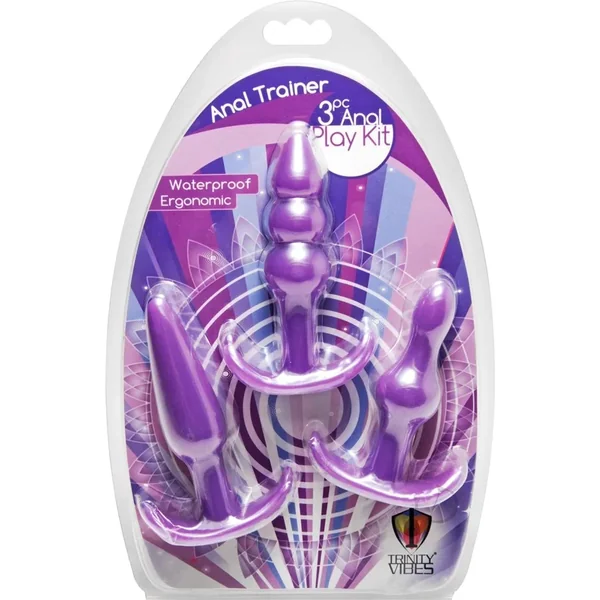 Anal Trainer Kit Butt Plugs For Beginners Waterproof Purple Trinity Vibes