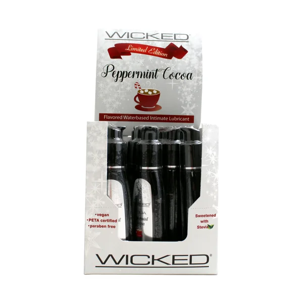 Aqua Peppermint Cocoa Flavored Water Based Intimate Lubricant - 2 Fl. Oz. - 12 Piece Display