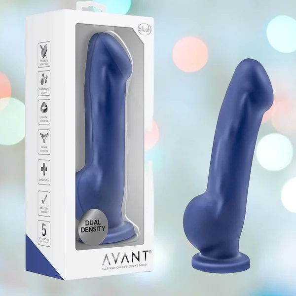 Avant D8 Ergo 7.5" Non-Porous Silicone Dildo - Indigo