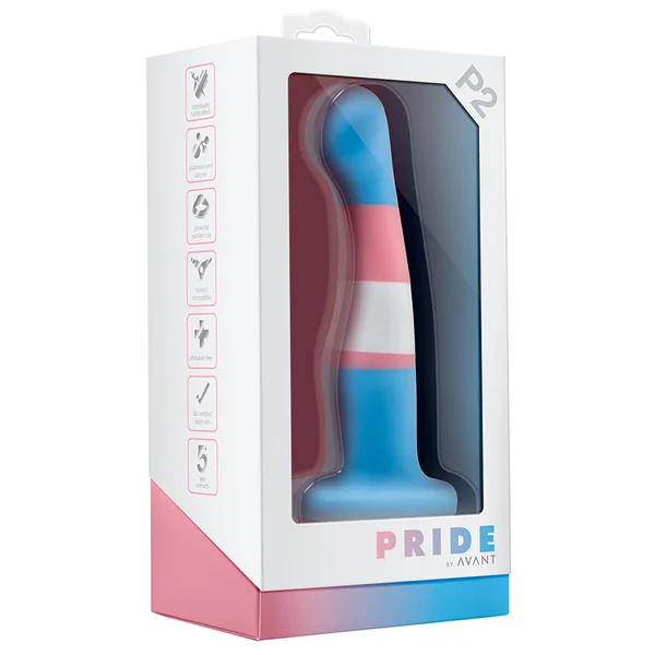 Avant Pride True Blue P2: Artisan 6 Inch Curved P-Spot / G-Spot Dildo with Suction Cup Base - Elegantly Made with Smooth Ultrasilk Purio Silicone