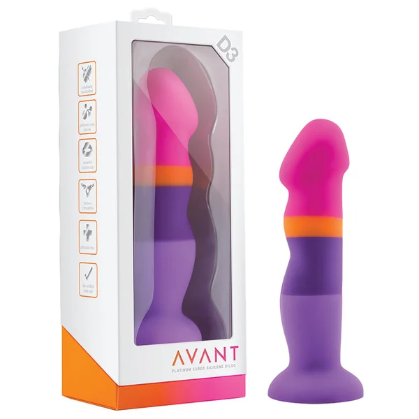 Avant Summer Fling D3: Artisan 8 Inch Curved G-Spot Dildo with Suction Cup Base - Elegantly Made with Smooth Ultrasilk Purio Silicone