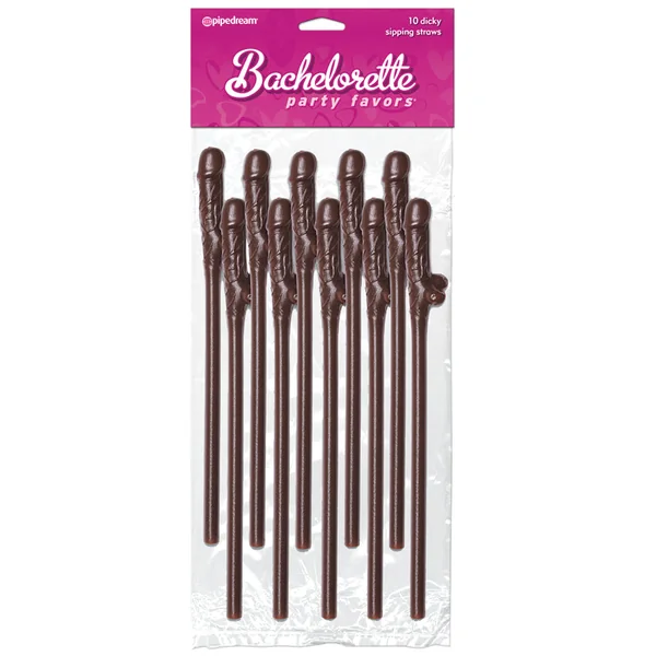 Bachelorette Party Favors Dicky Sipping Straws - Brown (10 Pack)