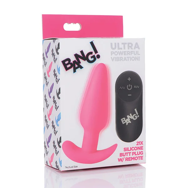 Bang! 21x Vibrating Silicone Butt Plug W-remote - Pink