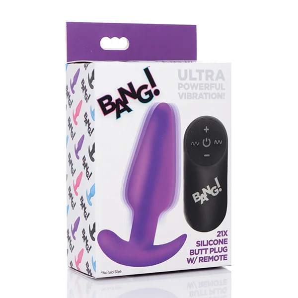 Bang! 21x Vibrating Silicone Butt Plug W-remote - Purple