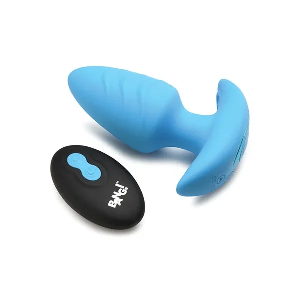 Bang! Rotating & Vibrating Tapered Butt Plug w/Remote – Blue