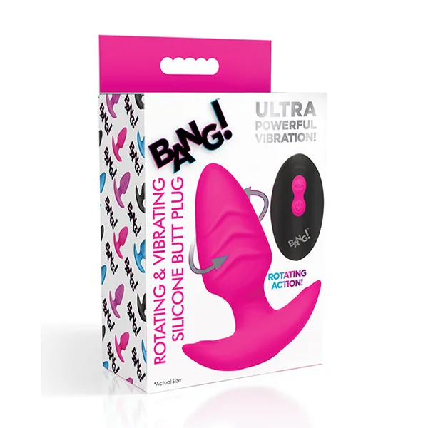 Bang! Rotating & Vibrating Tapered Butt Plug w/Remote - Pink