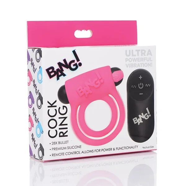Bang! Vibrating Cock Ring & Bullet – Pink