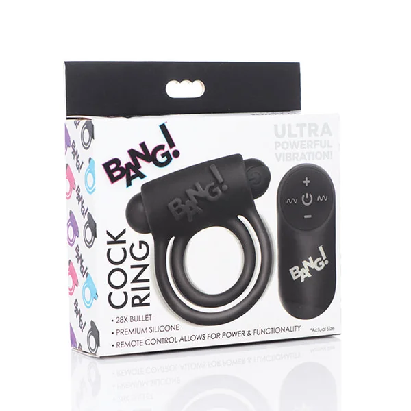 Bang! Vibrating Cock Ring & Bullet W-remote Control - Black