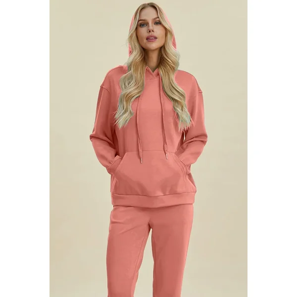 Basic Bae Full Size Air Scuba Drawstring Long Sleeve Hoodie with Kangaroo Pocket