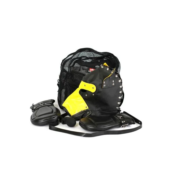 BASIC PUPPY PLAY KIT 2 TONE BLACK/YELLOW MASK TAIL MITTS CARRY PACK