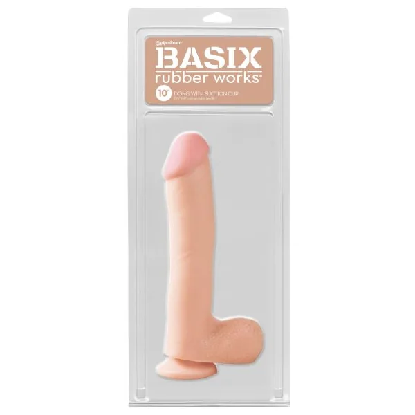 BASIX RUBBER WORKS 10IN DONG W/SUCTION CUP FLESH