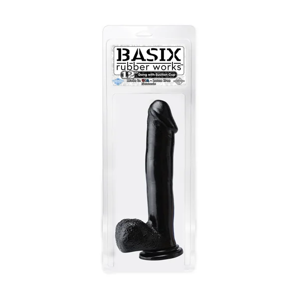 BASIX RUBBER WORKS 12IN DONG W/SUCTION BLACK