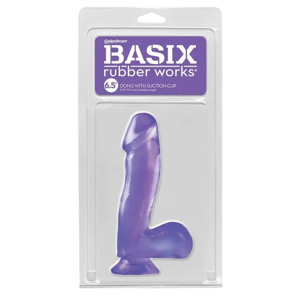 Basix Rubber Works 6.5″ Dong w/Suction Cup – Purple