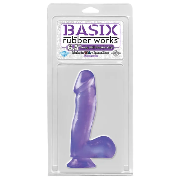 Basix Rubber Works 6.5" Dong W-suction Cup - Purple