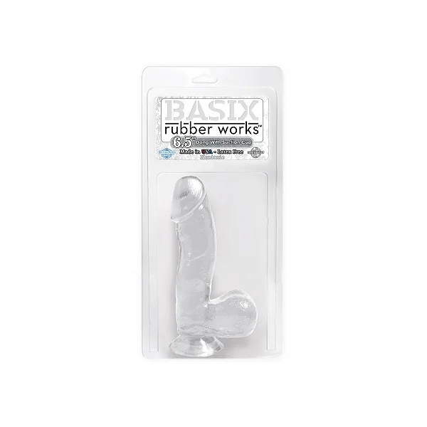 BASIX RUBBER WORKS 6.5IN DONG W/ SUCTION CUP CLEAR