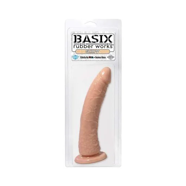 Basix Rubber Works - Slim 7 Inch With Suction Cup - Flesh