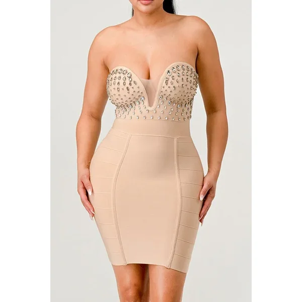 Betting on you casual embellished bandage dress