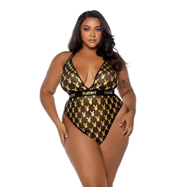 Black & Gold Playboy Foiled Bunny Teddy