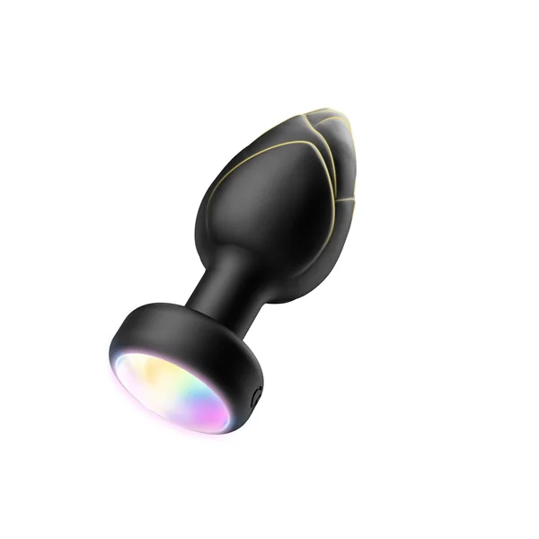 Black Luminous LED Vibrating Anal Plug with Wireless Remote - 10 Speeds, 7 Light Modes, Waterproof Silicone